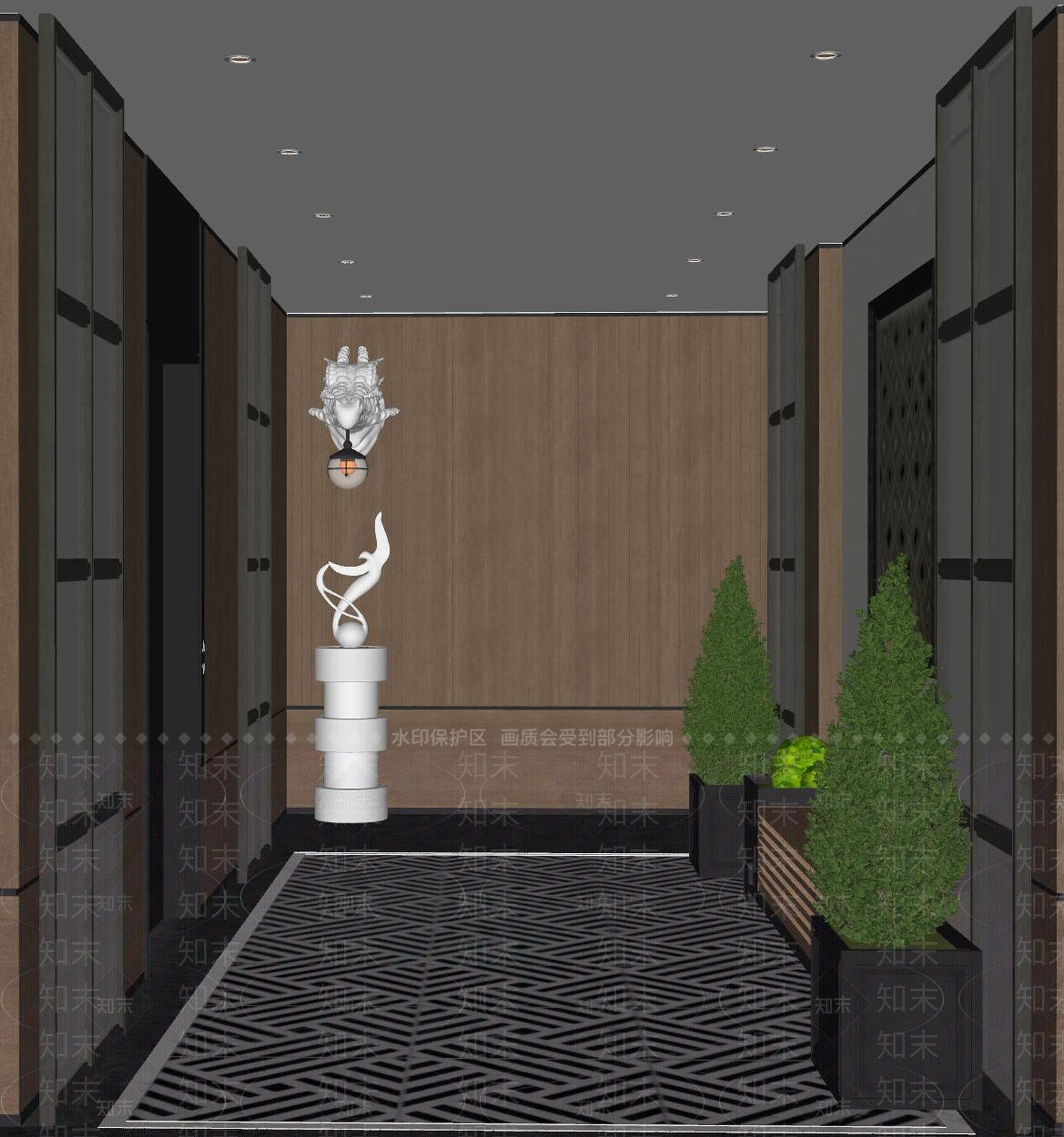 现代电梯厅SU模型下载【ID:1159938017】