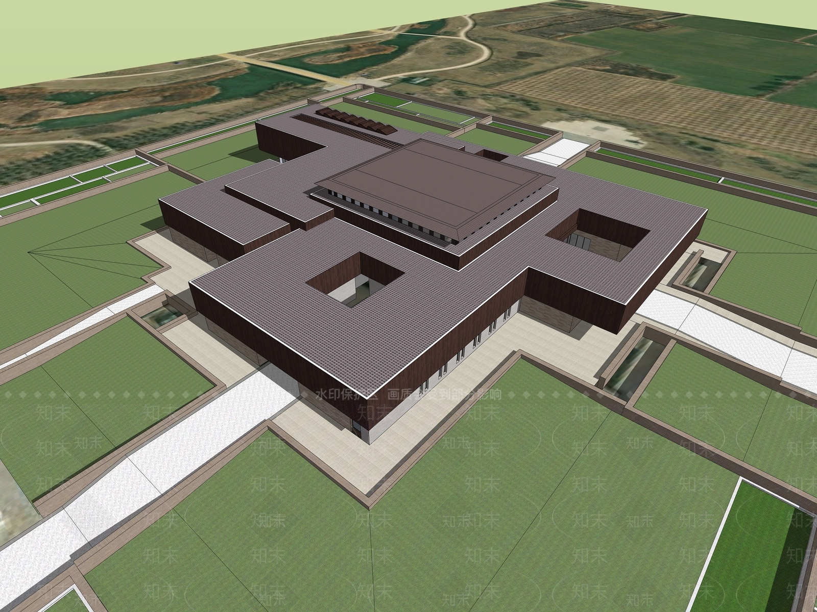 现代遗址博物馆建筑SU模型下载【ID:1159941969】