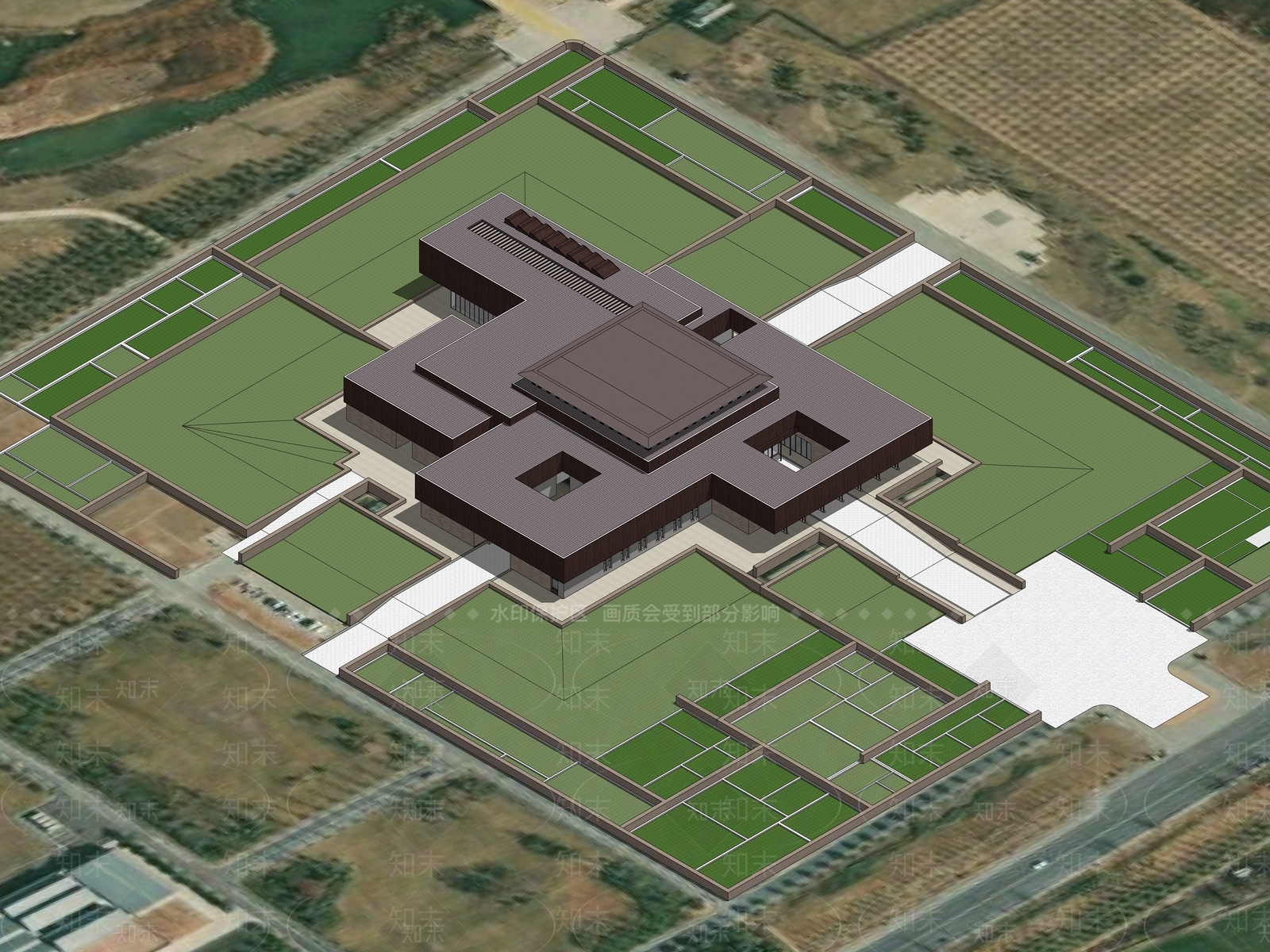 现代遗址博物馆建筑SU模型下载【ID:1159941969】