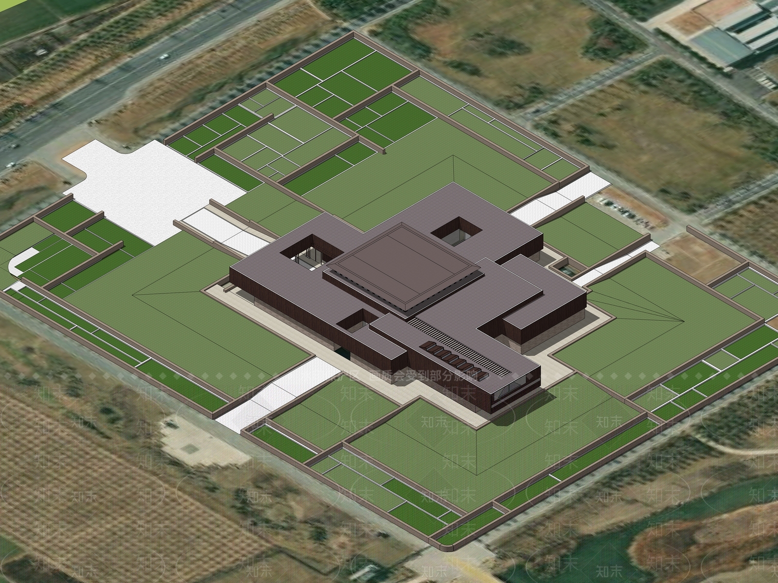 现代遗址博物馆建筑SU模型下载【ID:1159941969】