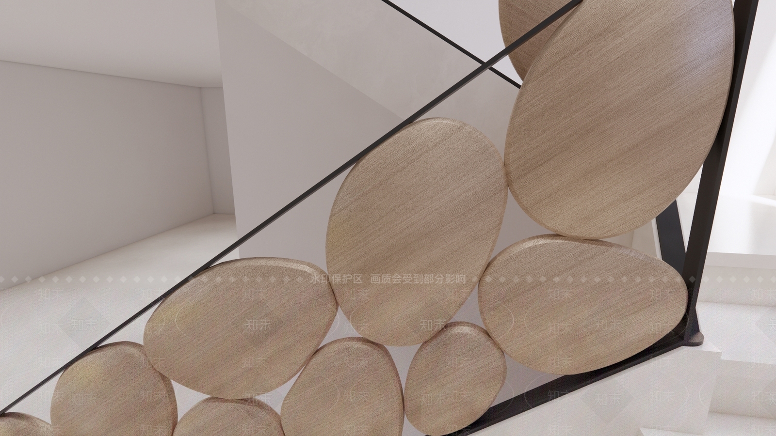 现代楼梯艺术栏杆SU模型下载【ID:1160135303】