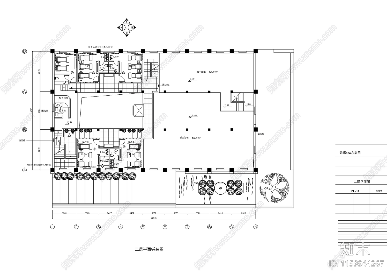 某足浴SPA会cad施工图下载【ID:1159944267】