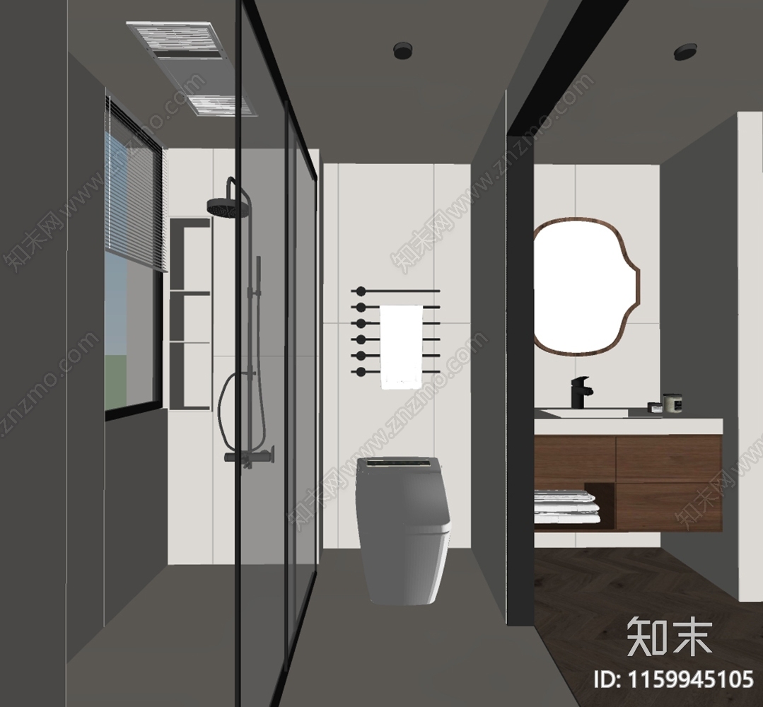 现代卫生间SU模型下载【ID:1159945105】