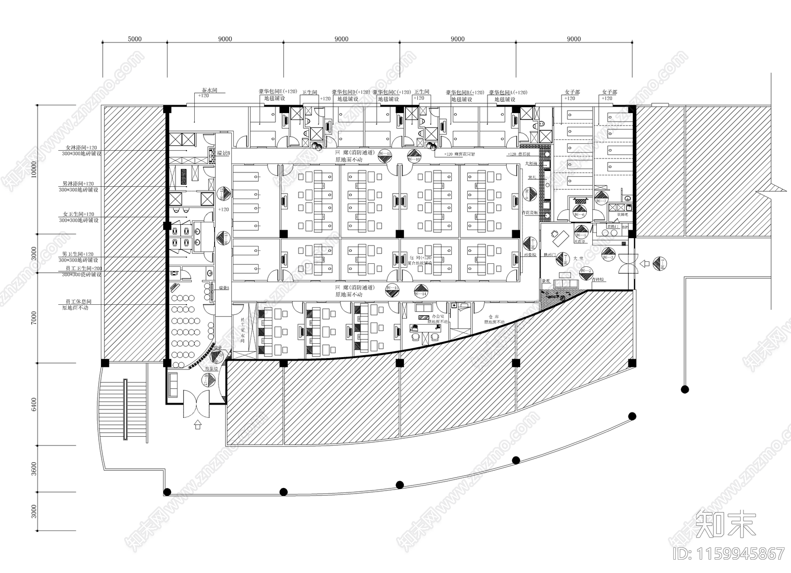 足心道沐足养身会馆装修图cad施工图下载【ID:1159945867】