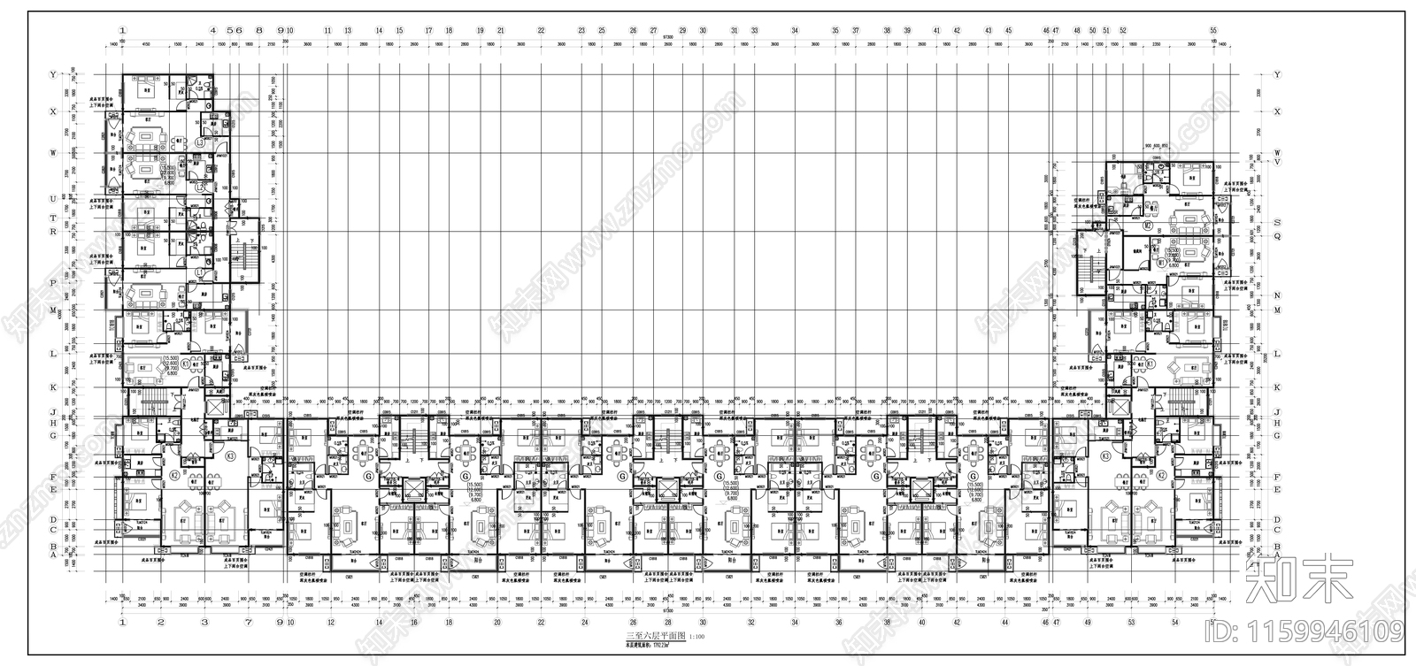 U型十一层商住楼建施工图下载【ID:1159946109】