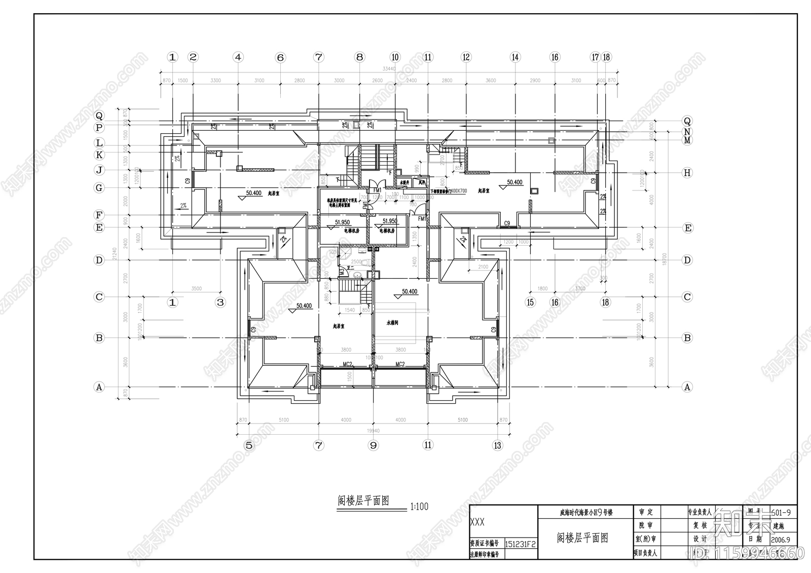 海景小区十八层高层住宅建cad施工图下载【ID:1159946660】