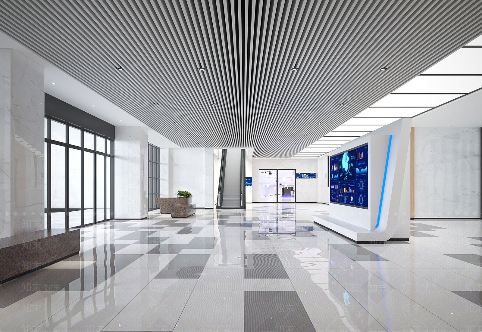 现代图书馆3D模型下载【ID:1159947255】