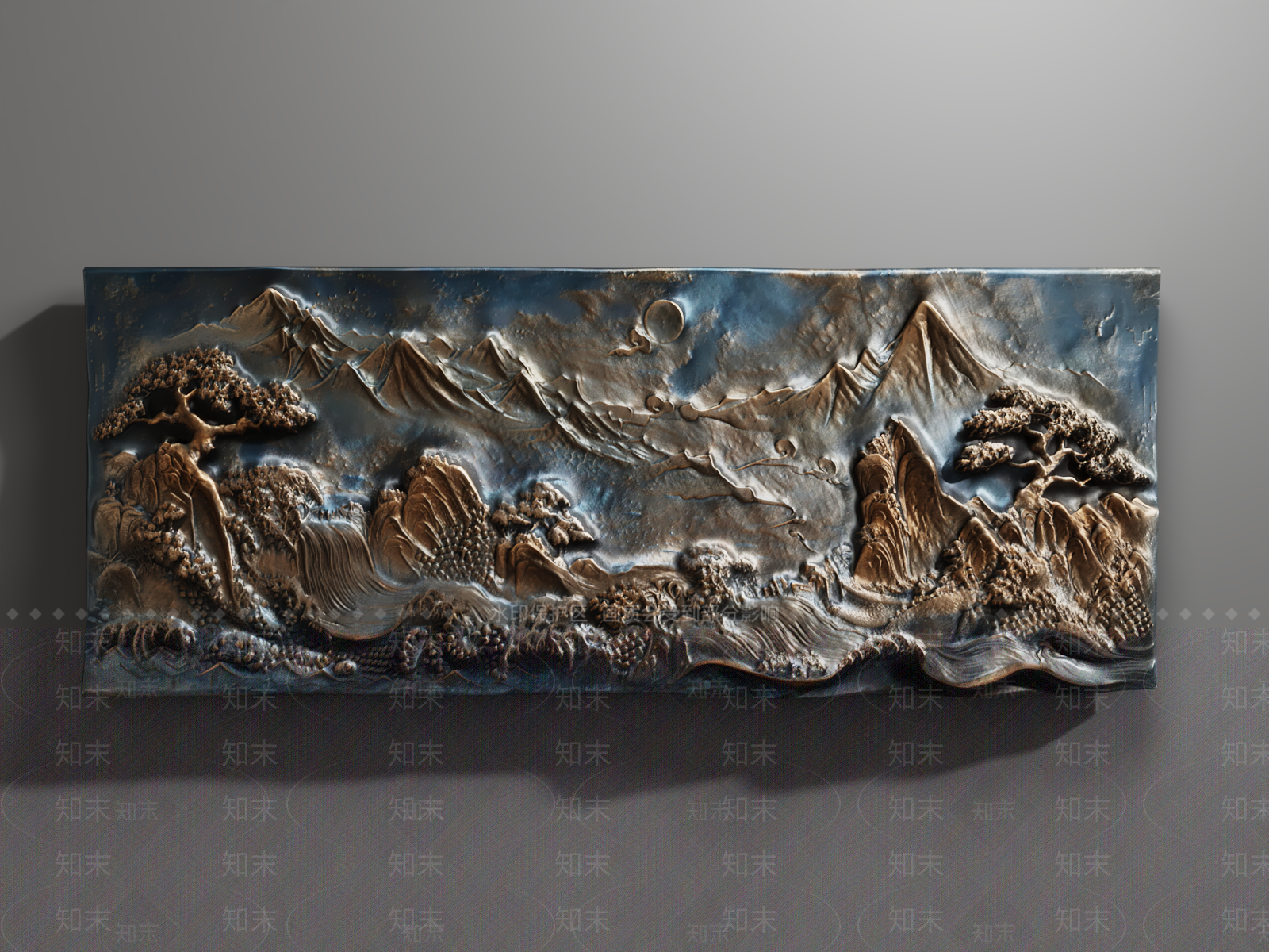 中式浮雕立体墙饰3D模型下载【ID:1159948241】