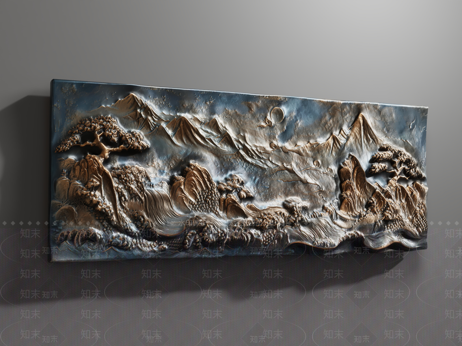 中式浮雕立体墙饰3D模型下载【ID:1159948241】