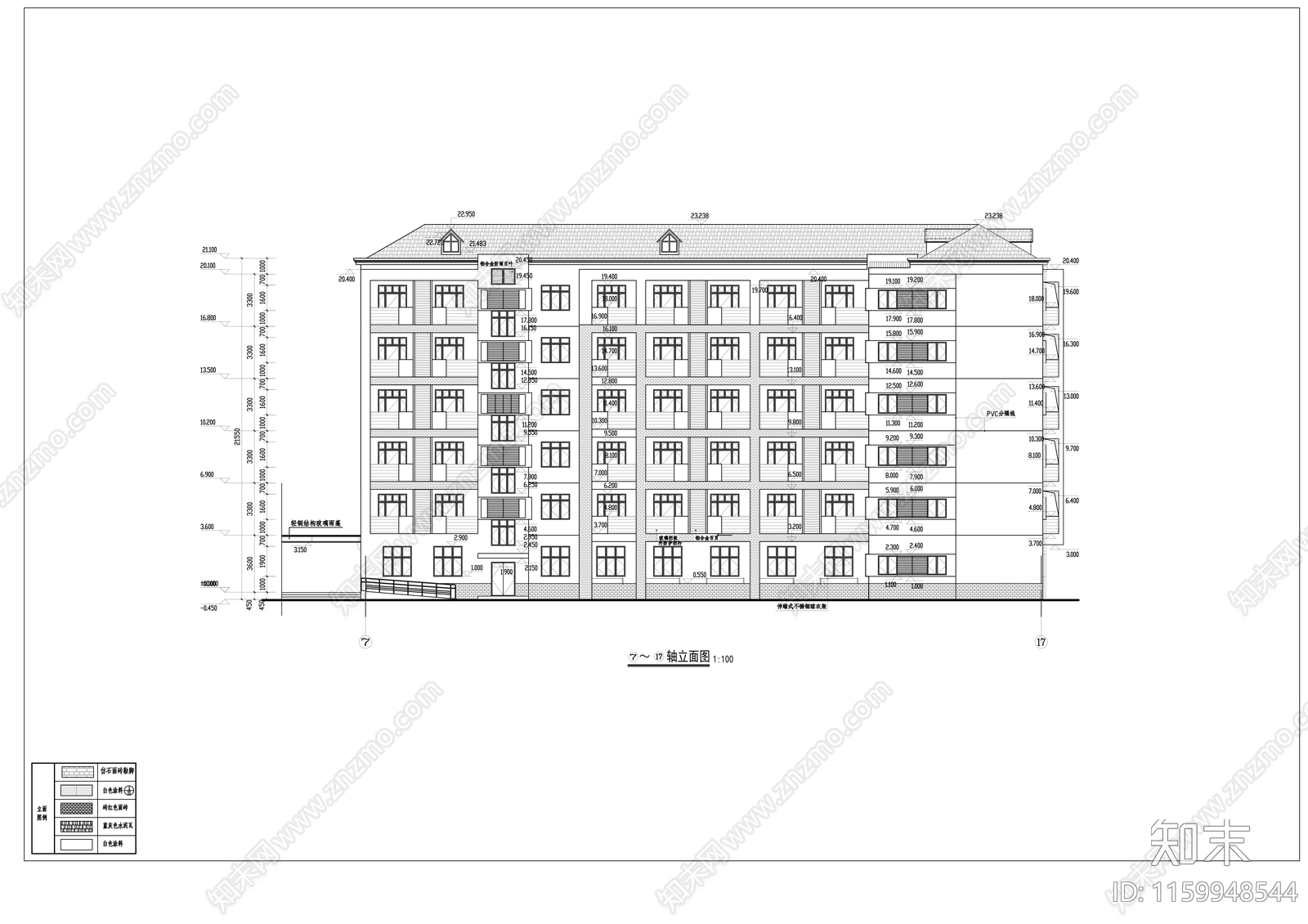 中学宿舍楼建cad施工图下载【ID:1159948544】