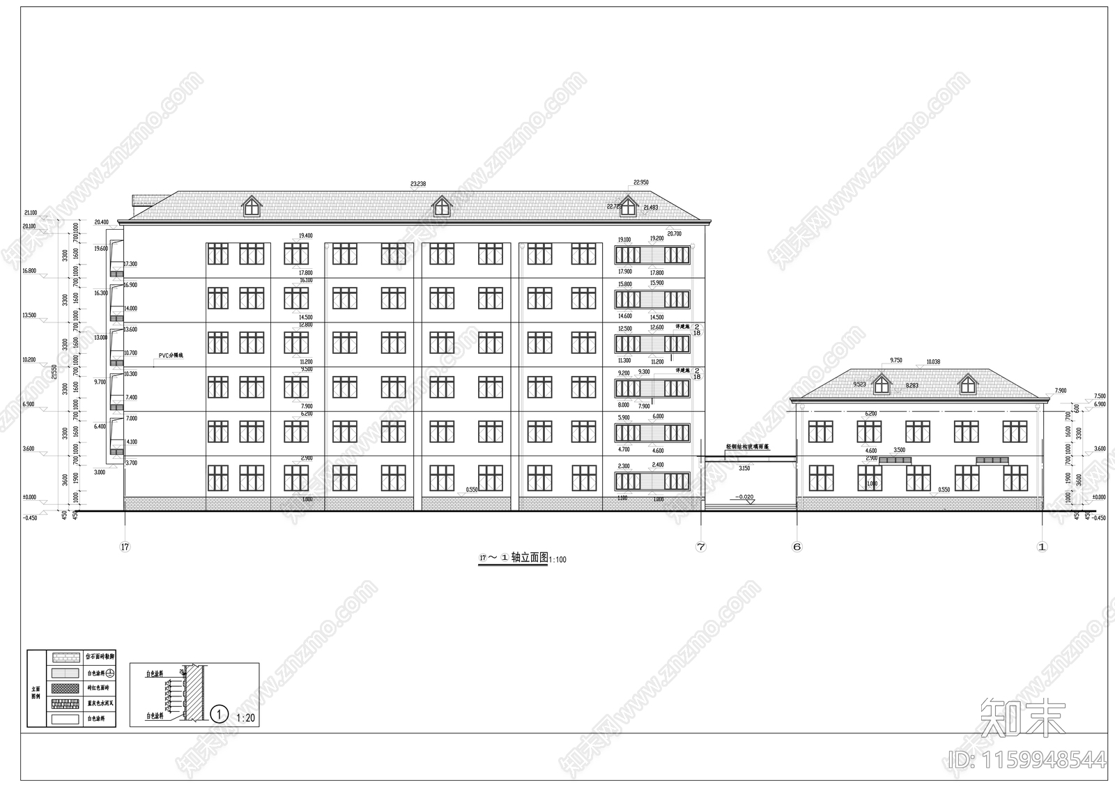 中学宿舍楼建cad施工图下载【ID:1159948544】