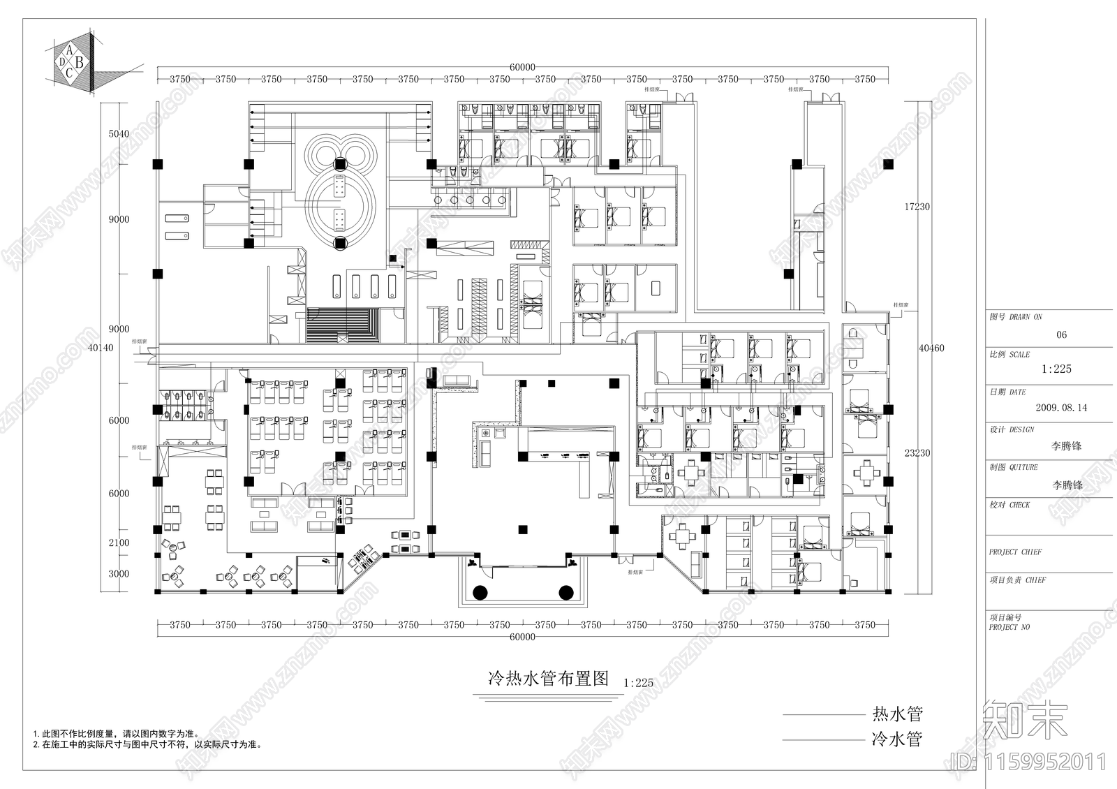 某市洗浴休闲中心装修图cad施工图下载【ID:1159952011】