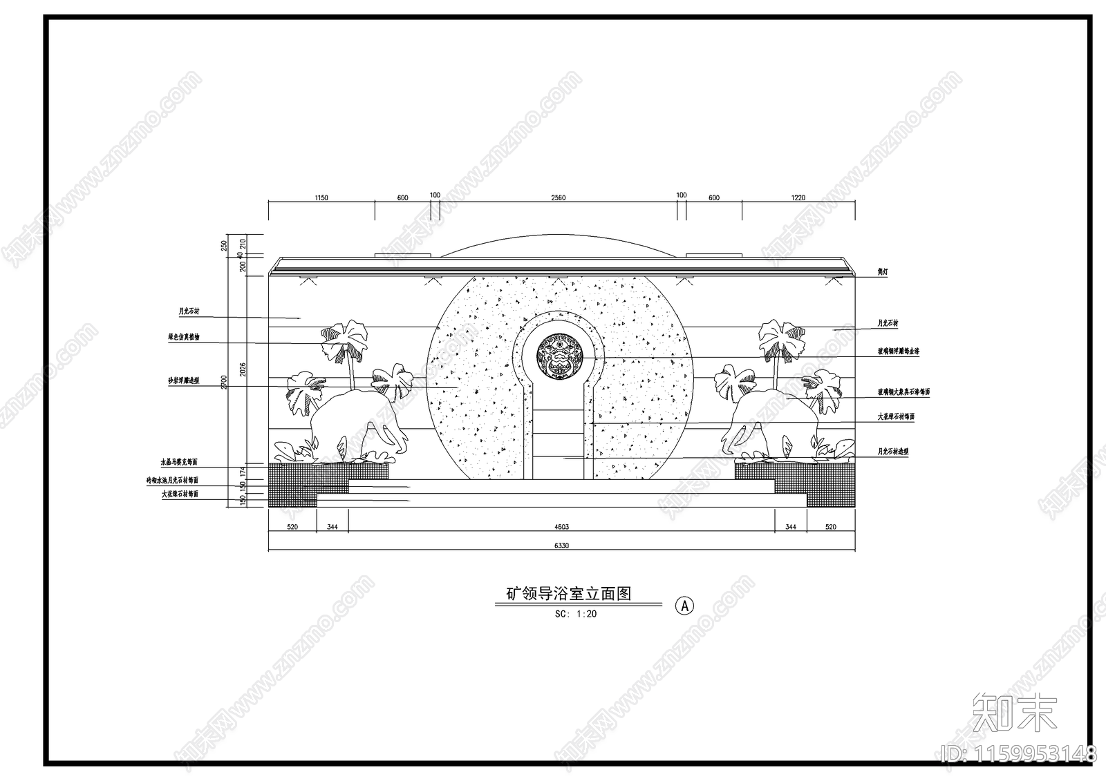 煤矿浴室装修图cad施工图下载【ID:1159953148】
