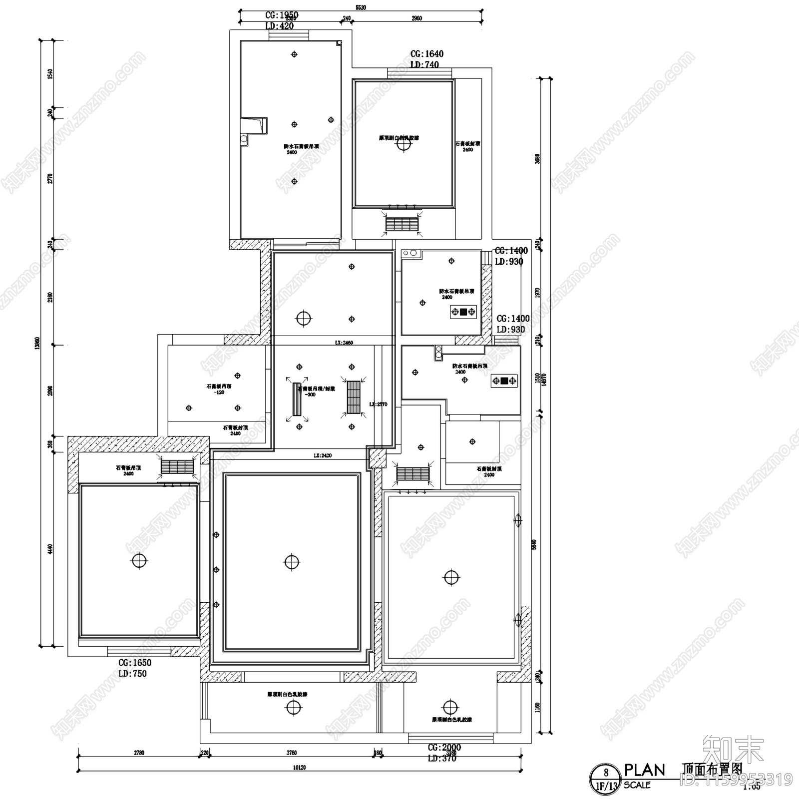 美式简欧优山美地8cad施工图下载【ID:1159953319】