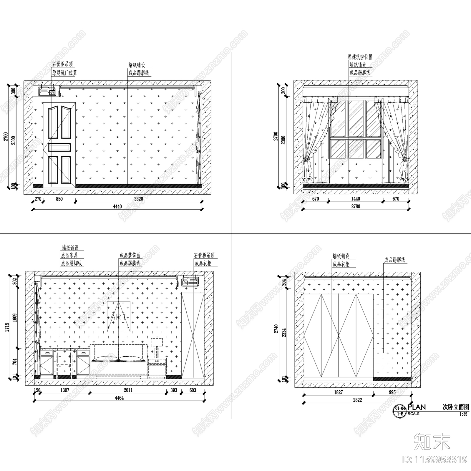 美式简欧优山美地8cad施工图下载【ID:1159953319】