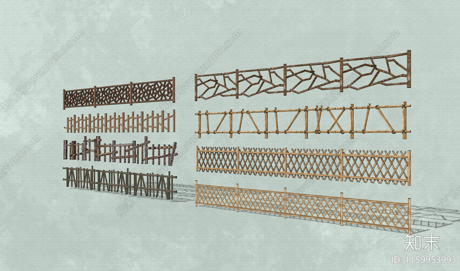 中式乡村木制栅栏围栏SU模型下载【ID:1159953993】