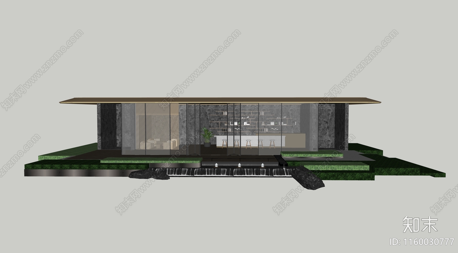 现代小区景观廊架SU模型下载【ID:1160030777】