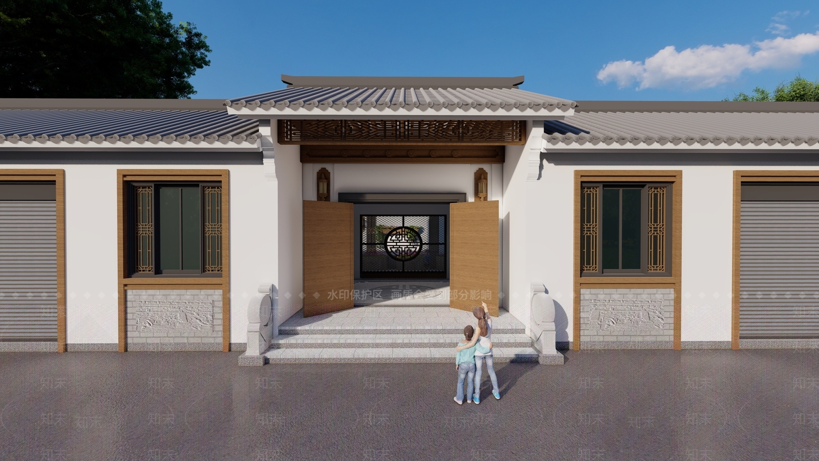 新中式四合院SU模型下载【ID:1159954850】