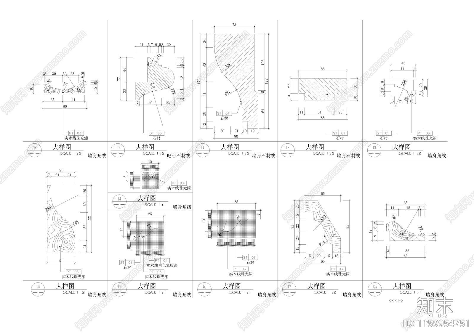 室内设计细节线条处理大样详图cad施工图下载【ID:1159954751】