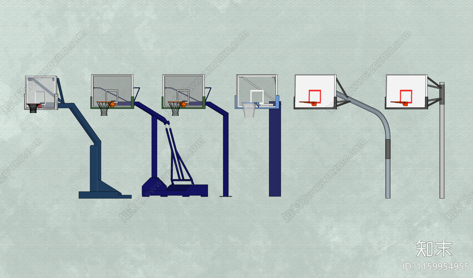 现代篮球架SU模型下载【ID:1159954955】