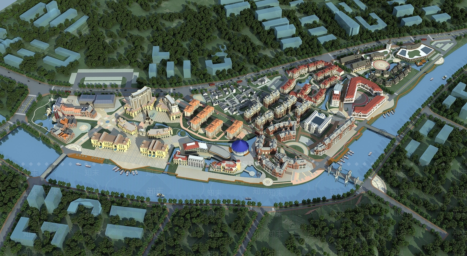 现代规划鸟瞰图3D模型下载【ID:1159956669】