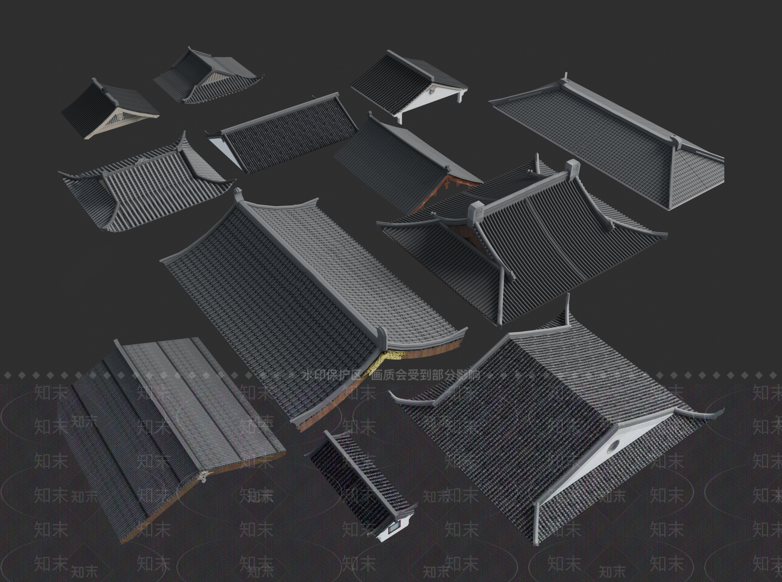 中式屋檐3D模型下载【ID:1159959085】