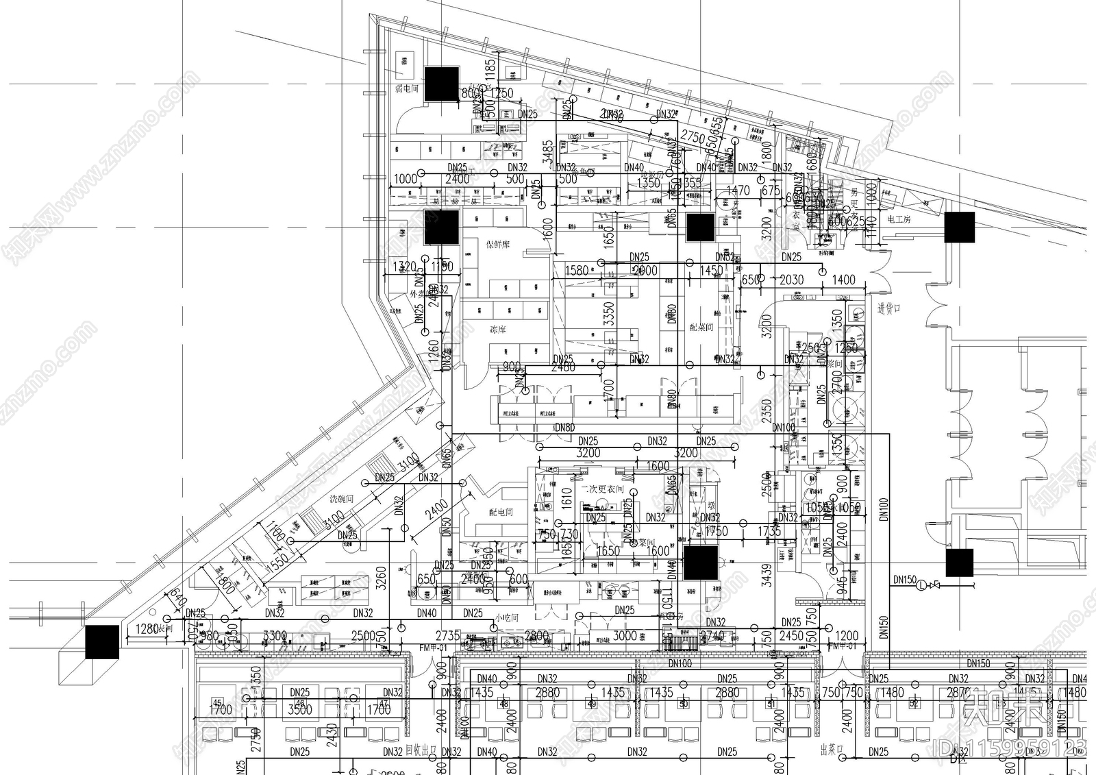 火锅店消防水图平面图cad施工图下载【ID:1159959123】