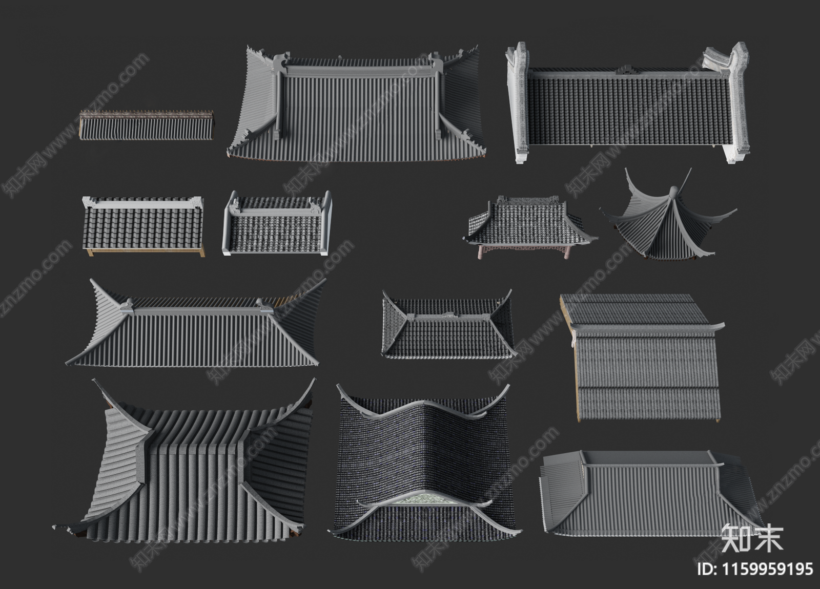 中式屋檐3D模型下载【ID:1159959195】