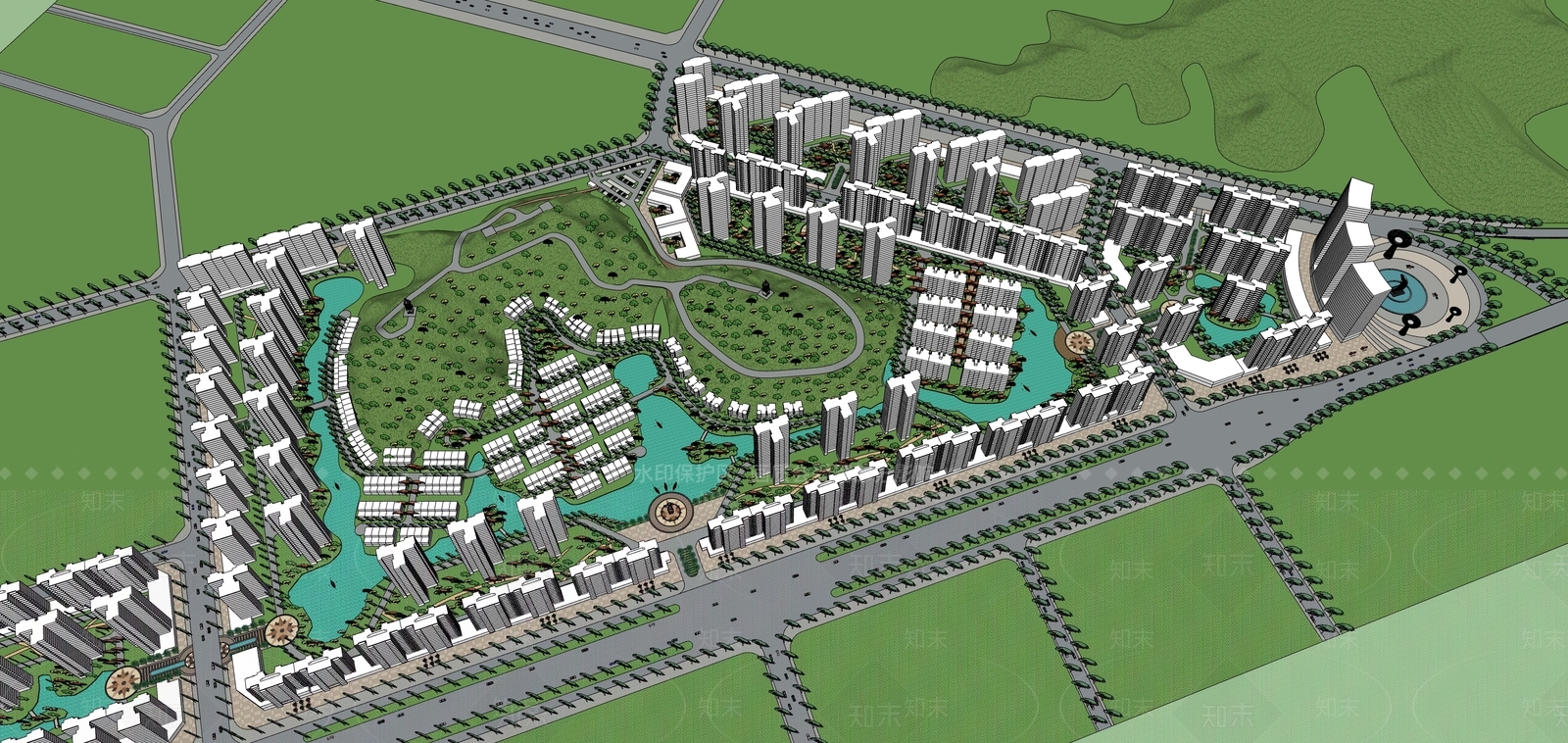 现代小区规划SU模型下载【ID:1159964311】