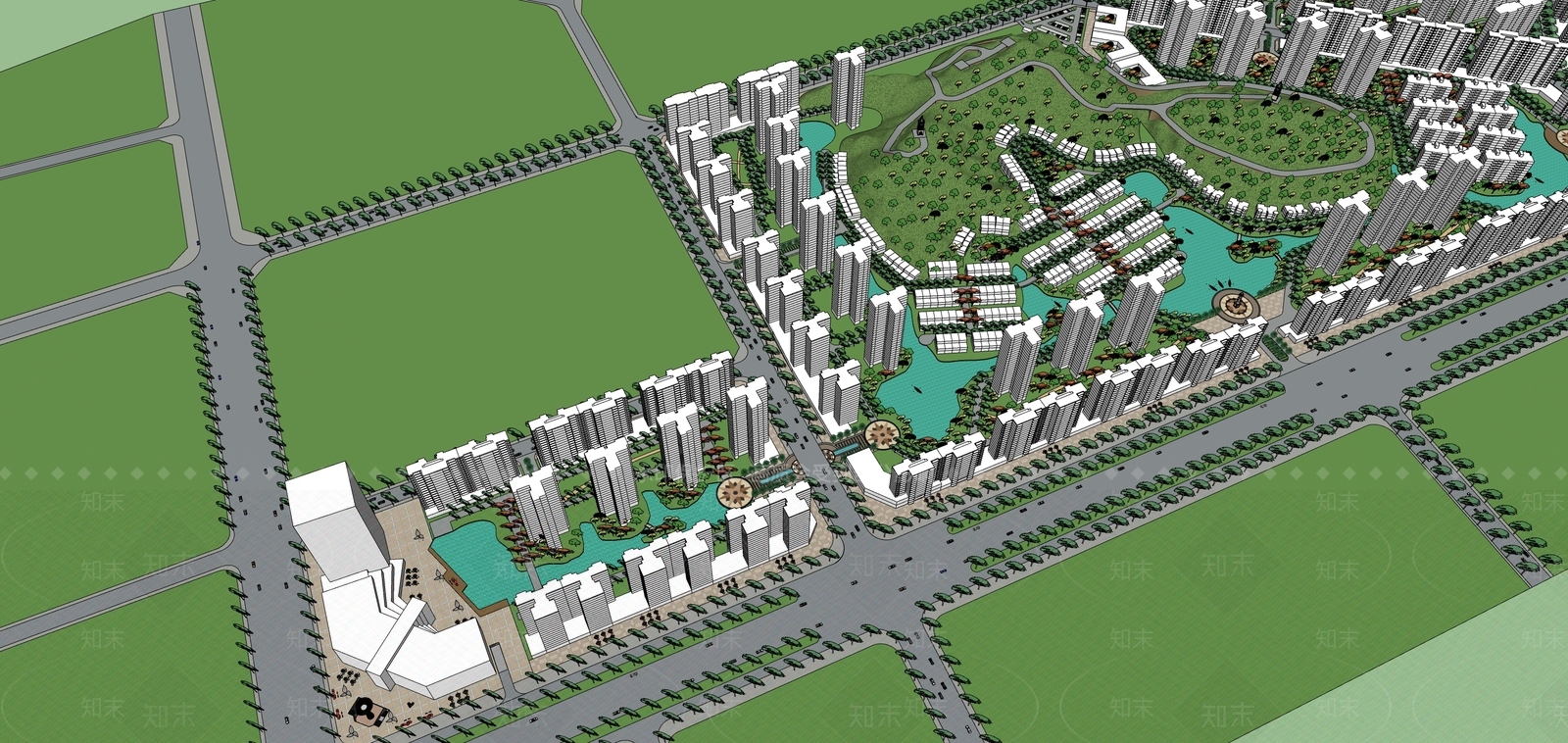 现代小区规划SU模型下载【ID:1159964311】
