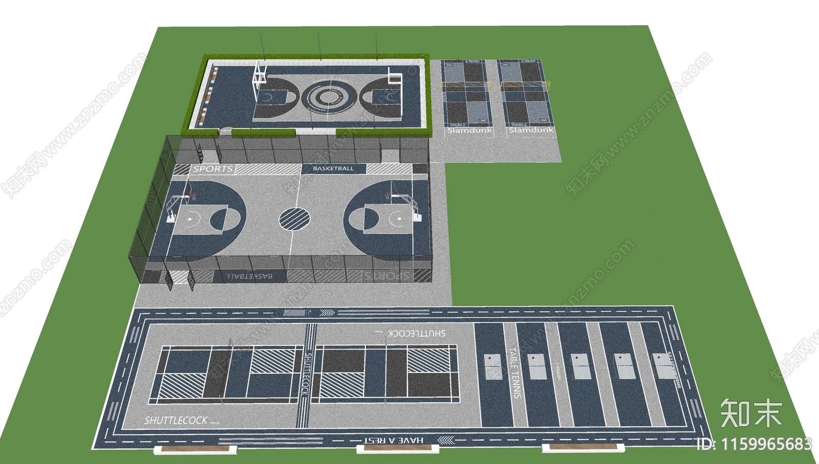 现代体育运动场地SU模型下载【ID:1159965683】
