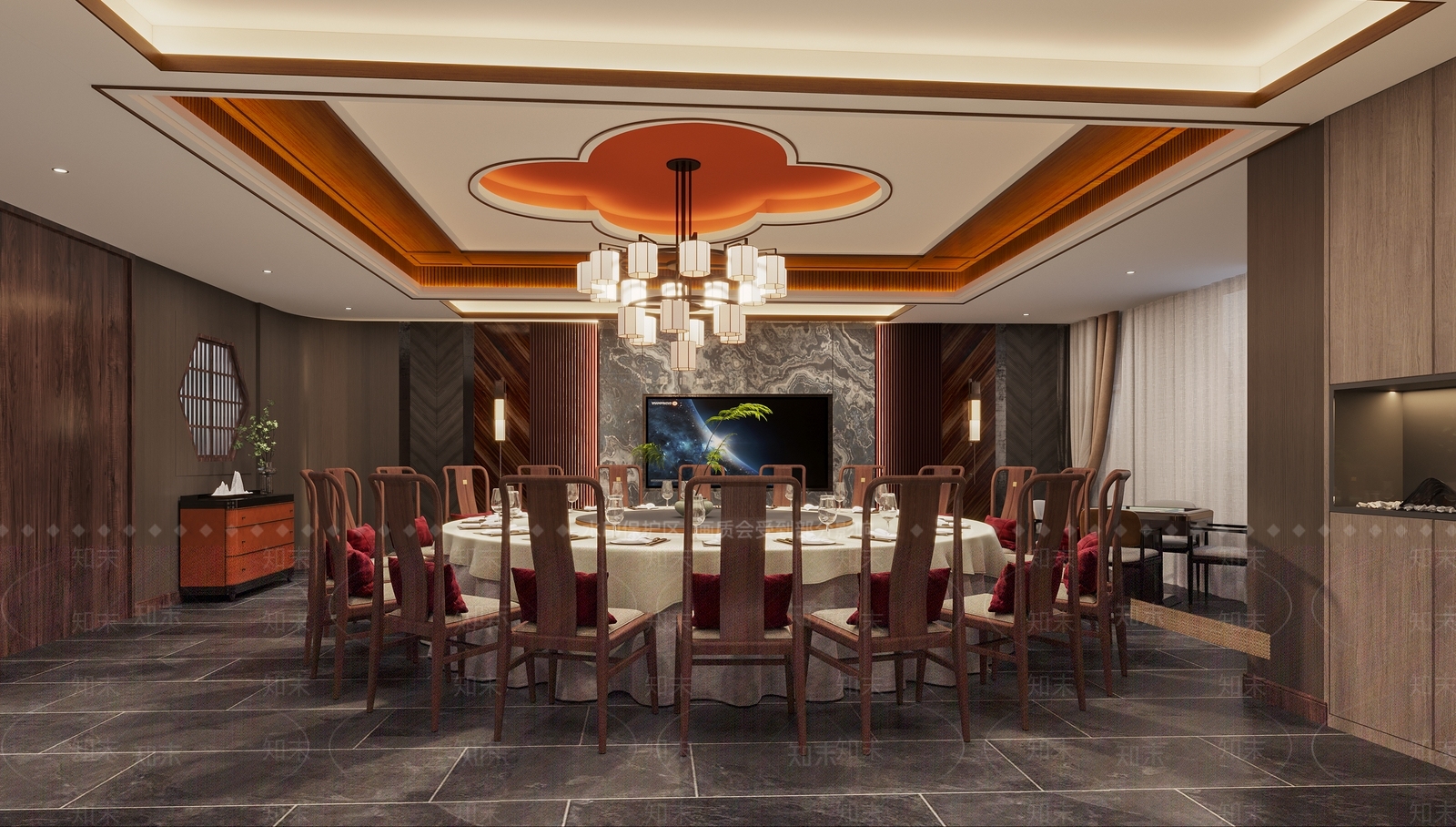 新中式餐厅包厢3D模型下载【ID:1159966111】