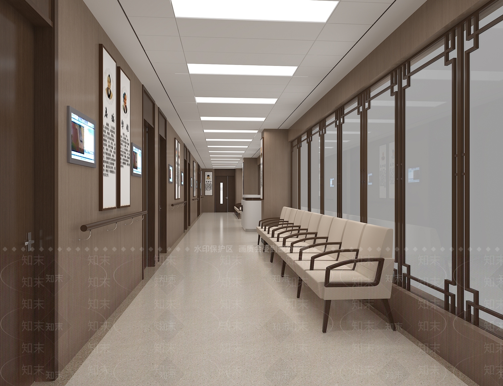新中式医院过道3D模型下载【ID:1159966453】