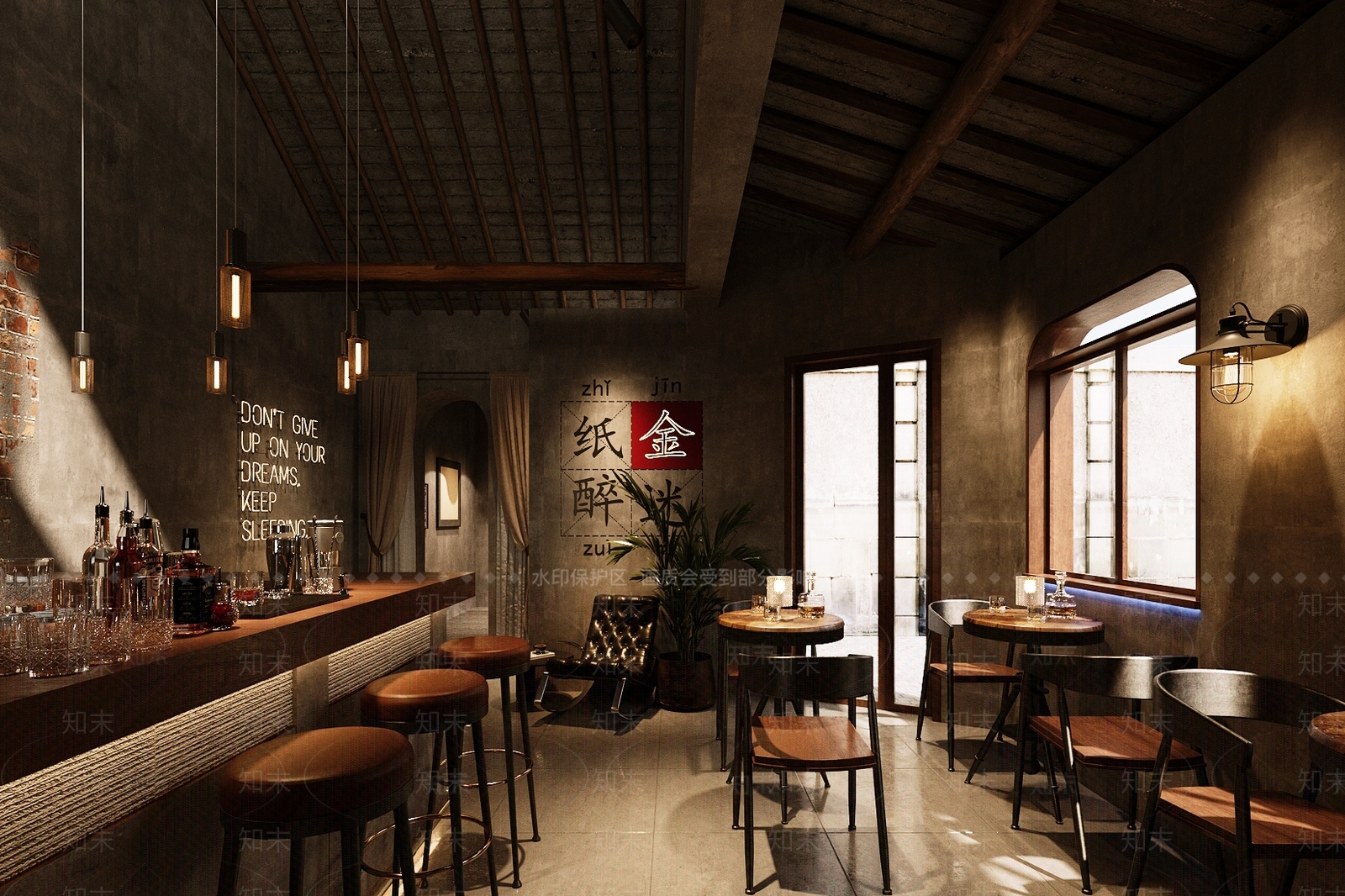 工业风酒吧SU模型下载【ID:1159968456】