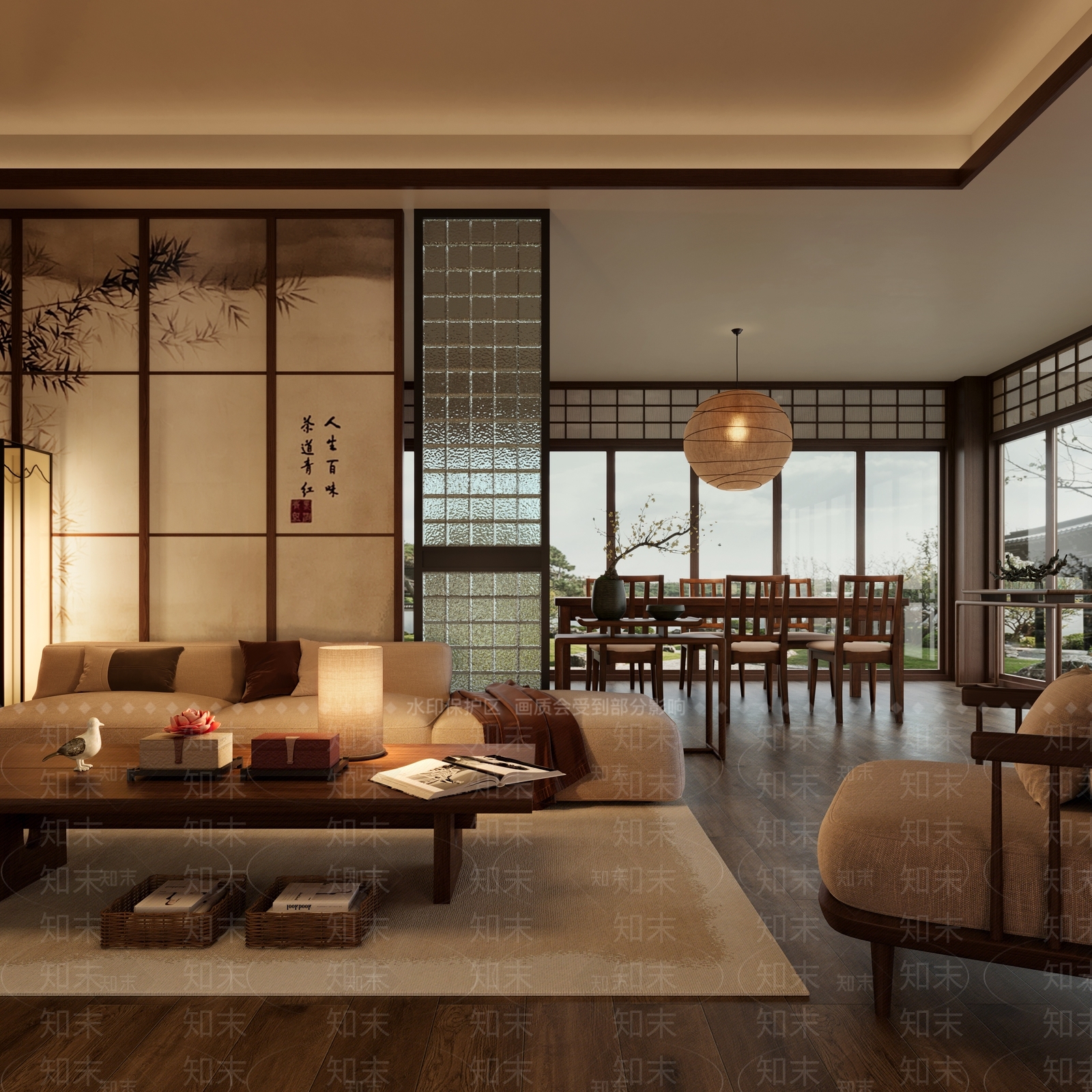 竹画书法隔断屏风其他架子3D模型下载【ID:1227351136】
