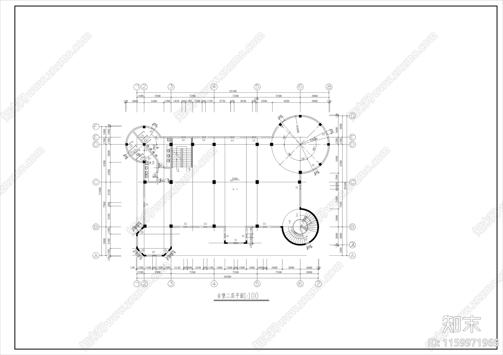 古城堡全cad施工图下载【ID:1159971969】