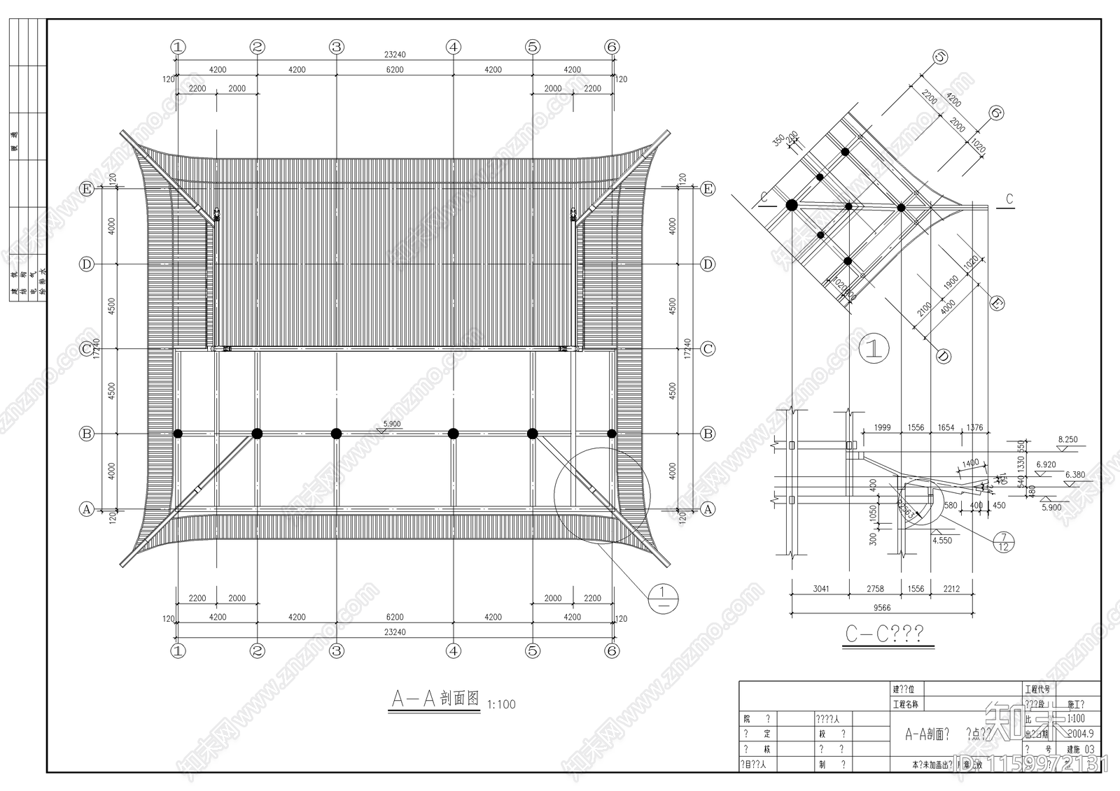 大雄宝殿建施cad施工图下载【ID:1159972131】