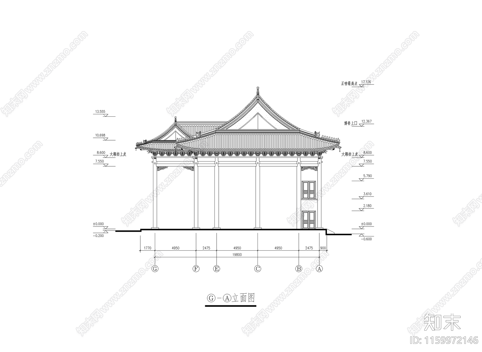 洗心禅寺天王cad施工图下载【ID:1159972146】