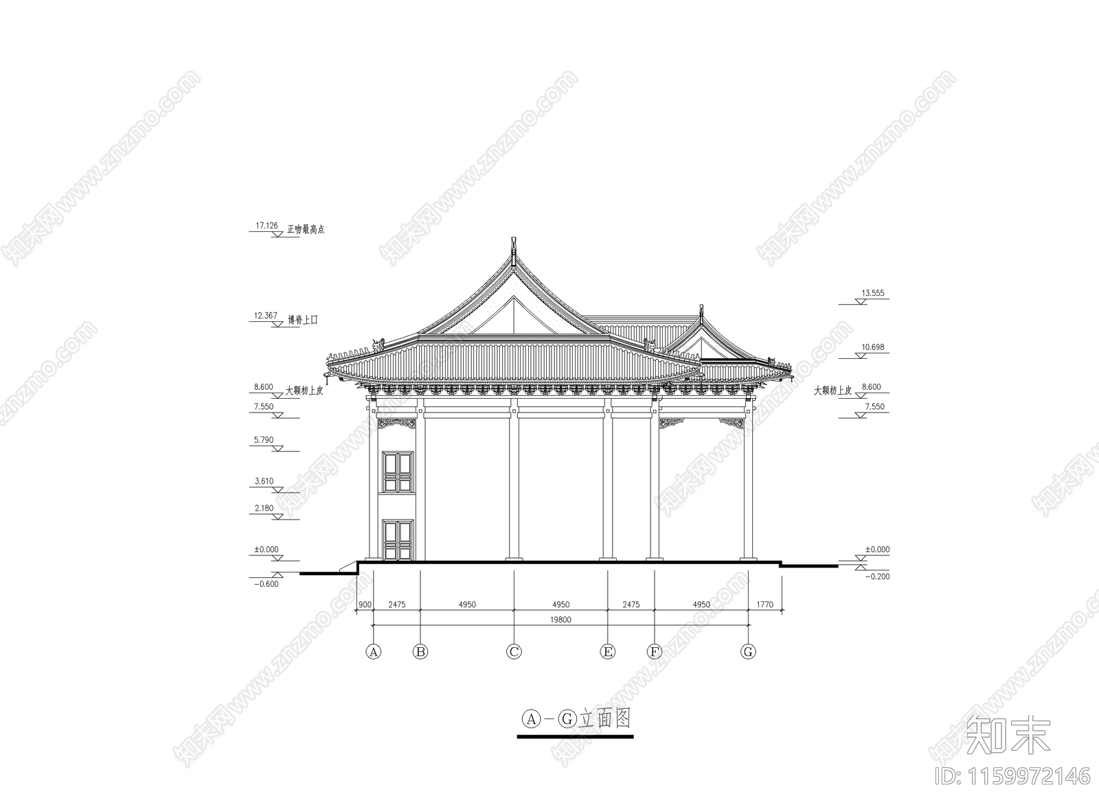 洗心禅寺天王cad施工图下载【ID:1159972146】