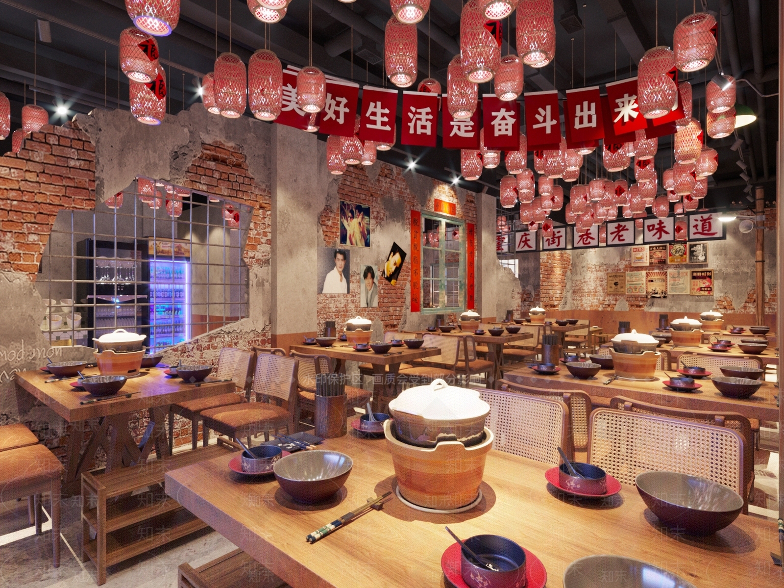 工业风火锅店SU模型下载【ID:1159972616】