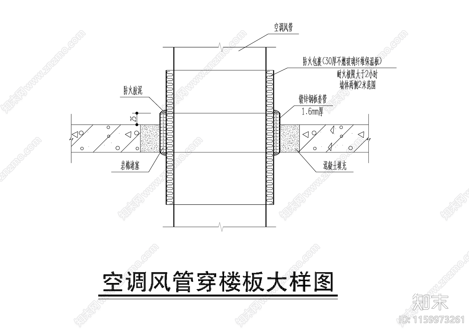 空调风管穿楼板大样图施工图下载【ID:1159973261】