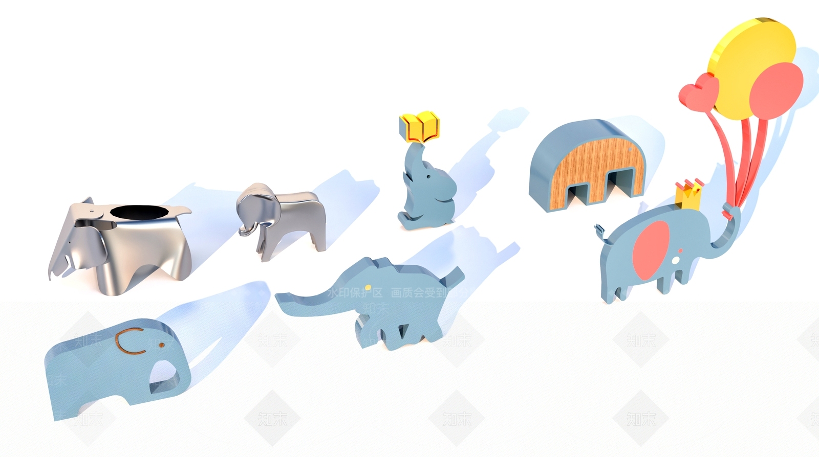 现代大象雕塑3D模型下载【ID:1159973981】