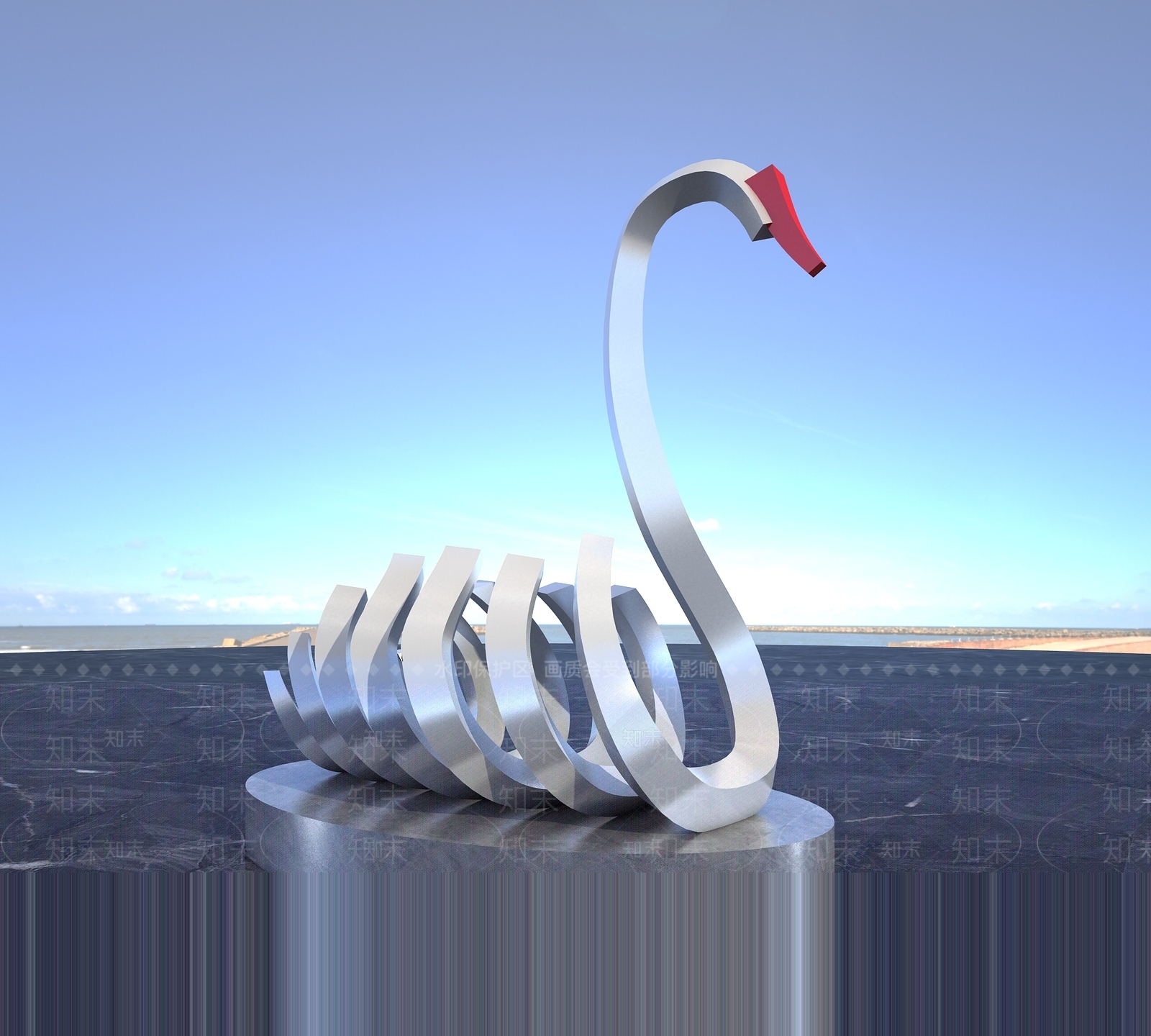 现代抽象天鹅雕塑SU模型下载【ID:1159976536】