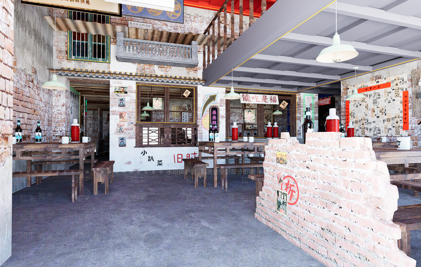 新中式怀旧中餐厅SU模型下载【ID:1159980979】