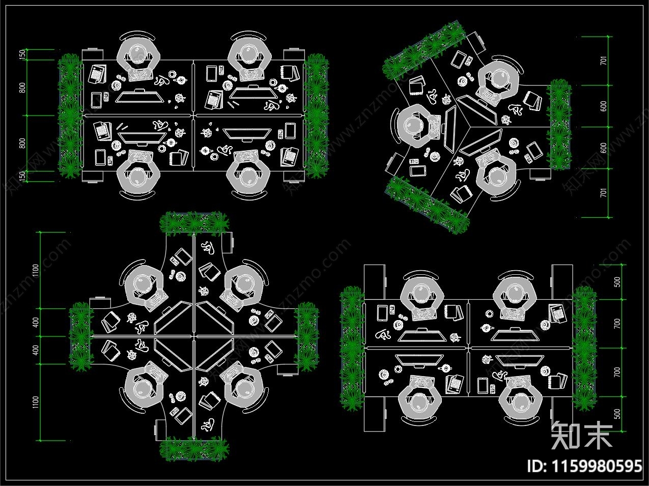 办公桌cad施工图下载【ID:1159980595】