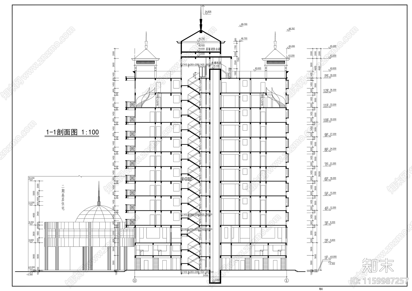 高层住宅建cad施工图下载【ID:1159987257】