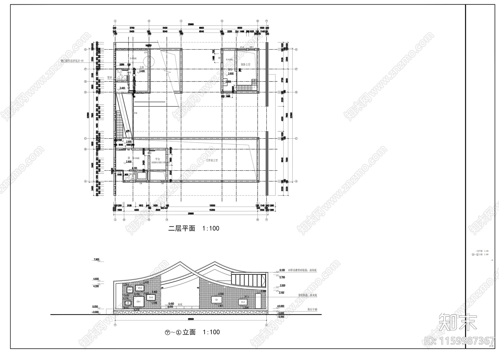 建筑大师三合cad施工图下载【ID:1159987367】