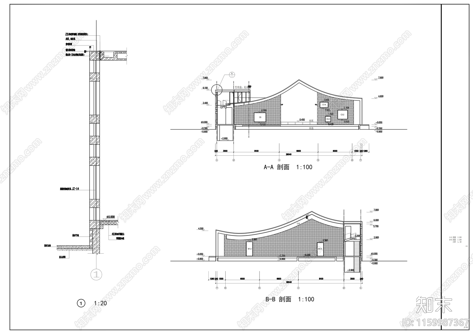 建筑大师三合cad施工图下载【ID:1159987367】