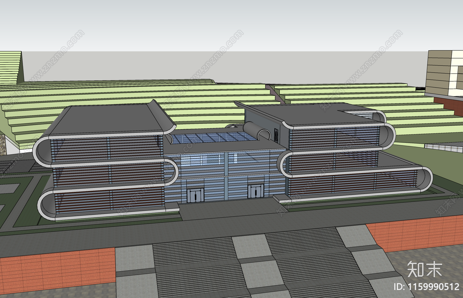 现代某大学校园专业图书馆SU模型下载【ID:1159990512】