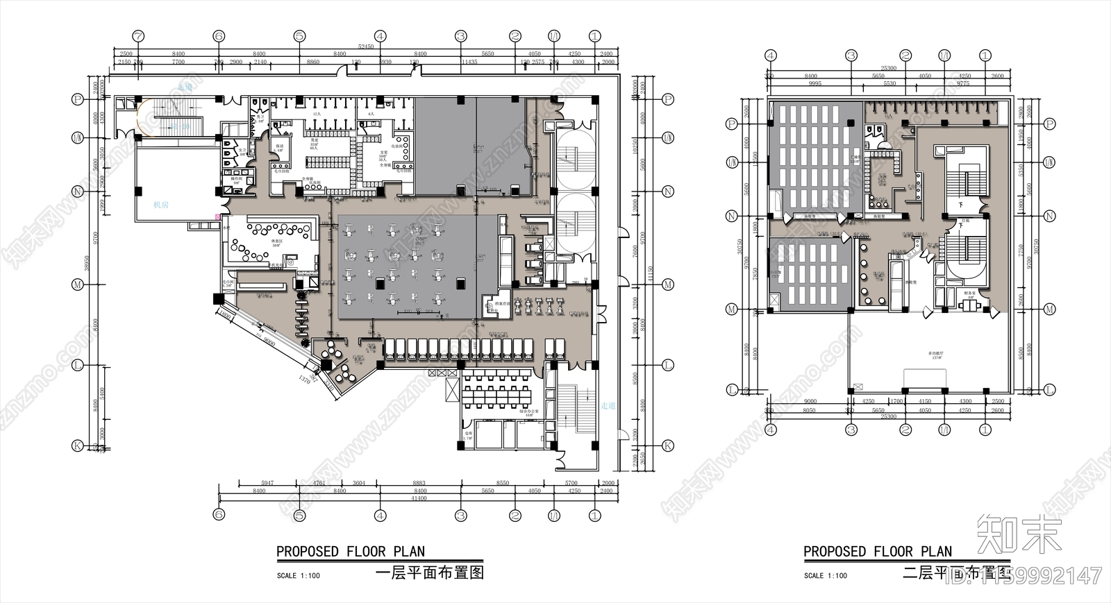 2000㎡两层高端健身会所平面布置图cad施工图下载【ID:1159992147】